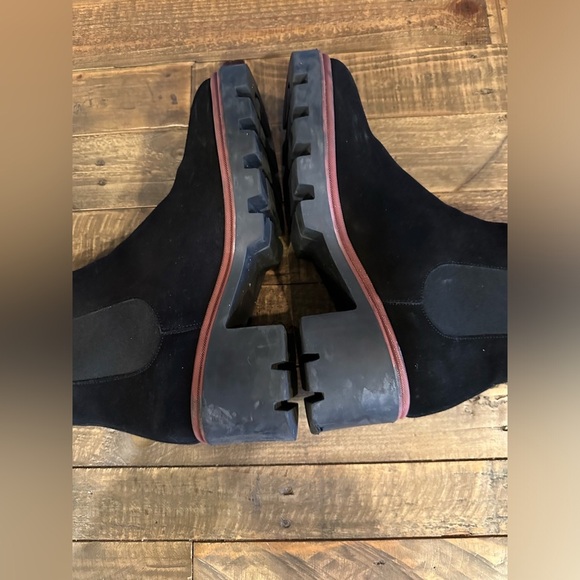 Antonio de Faria Black Suede Platform Chelsea Boots Size 9.5 - Picture 5 of 9